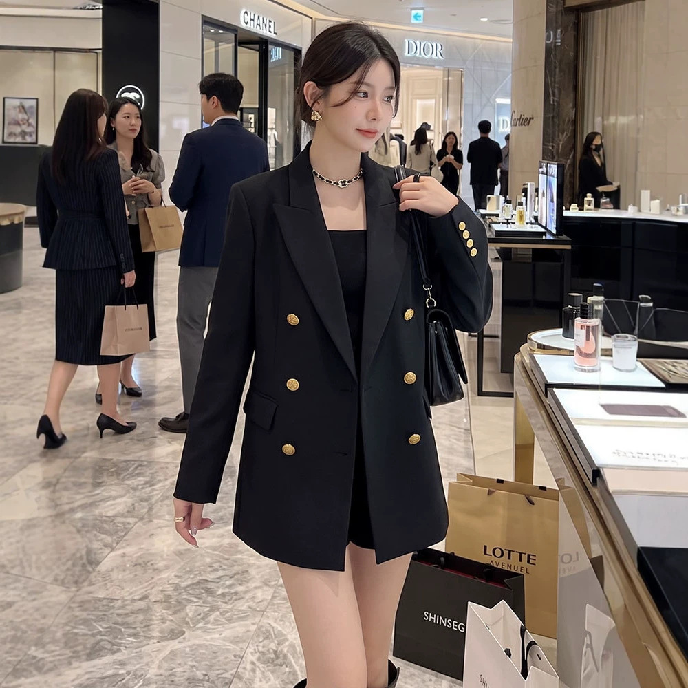 2643】Plus-size women's fashion double-breasted blazer, new stylish versatile high-end suit for plus-size ladies