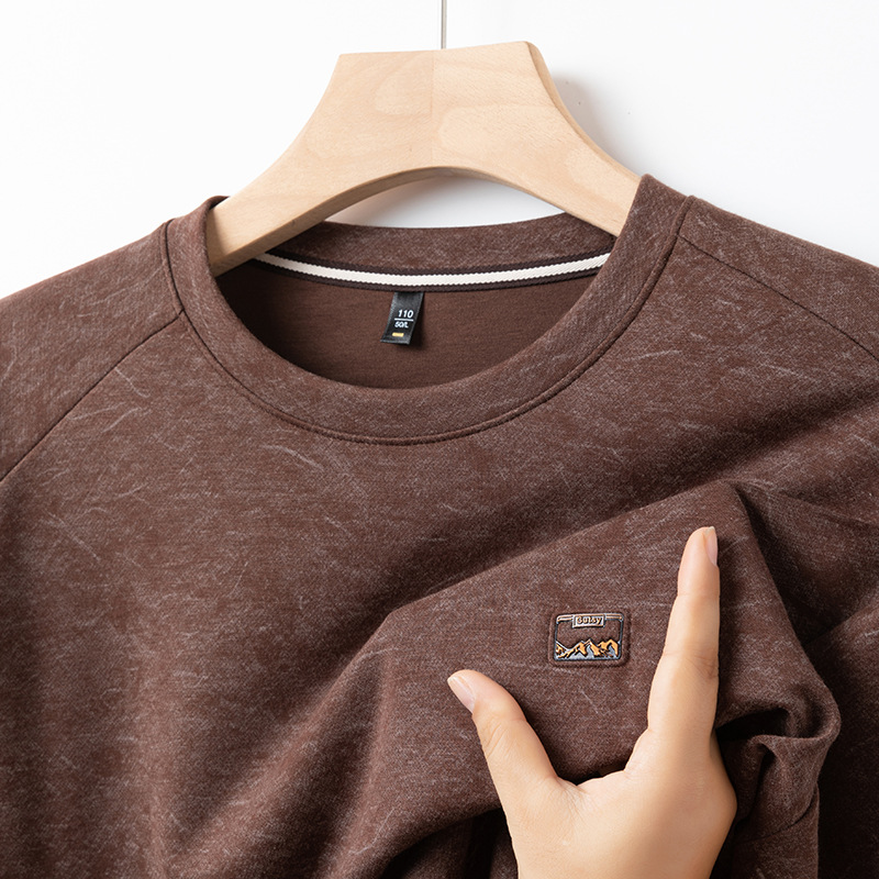 高端春秋季新款男士长袖卫衣潮流时尚打底圆领棉T恤内搭帅气印花