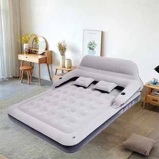 Source factory wholesale environmentally friendly PVC flocking inflatable mattress lazy inflatable bed with adjustable backrest flocking air bed