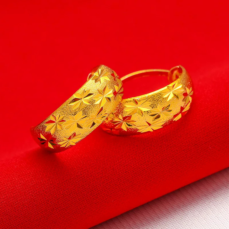 Vietnamese Sand Gold Classic Baby's Breath Earrings for Women, Versatile Earrings, Elegant Imitation Gold Small Design Earrings Wholesale