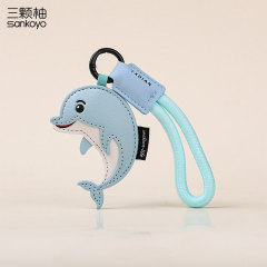 オリジナル海洋動物革イルカキーホルダーかわいい漫画高級感クジラ女の子バッグストラップギフト