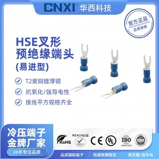 Cnxi Huaxi Technology Hse Easy-Access Fork-Type Pre-Insulated Terminal Y/U-Type Cold-Pressed Terminal Copper Thickeneded