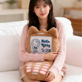 新款创意哈喽kitty猫造型翻盖手机抱枕可爱玩偶儿童女生生日礼物