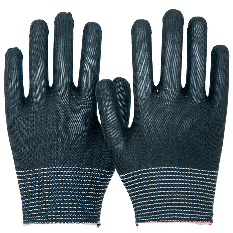 Guantes sin polvo guantes de línea de trabajo negros 13 agujas de nylon permeable a prueba de polvo trabajo cómodo y suave