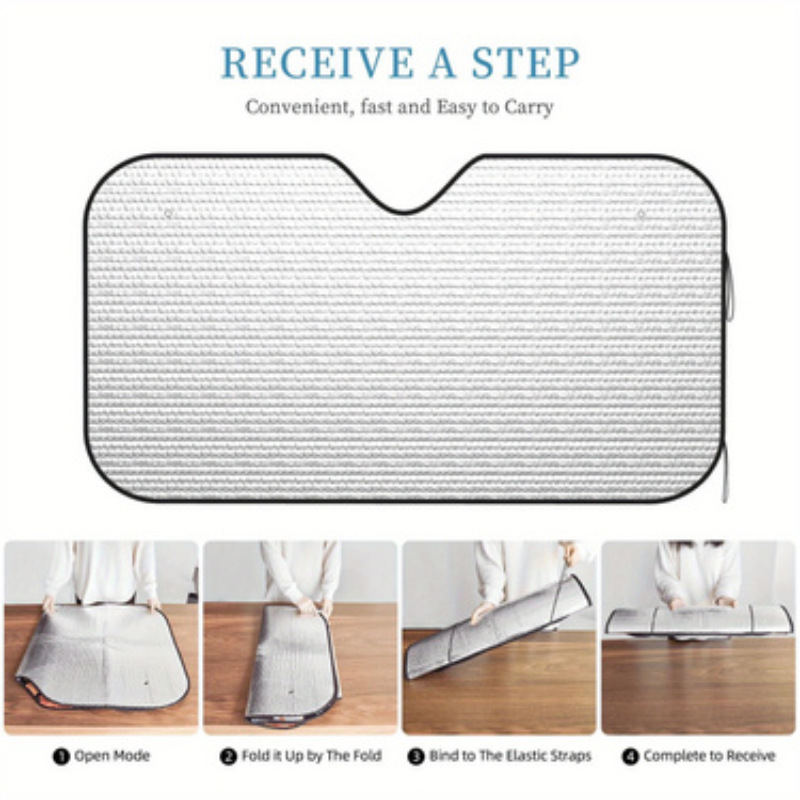 Cross-Border Hot-Selling Front Windshield Heat-Insulating Sunshade Car Universal Aluminum Foil Sunshade Easy to Install and Store