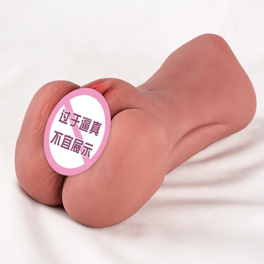 Three-Opening TPE Manual Masturbator with Textured Inner Tunnel, Skin-Tone Cup — detail image 8