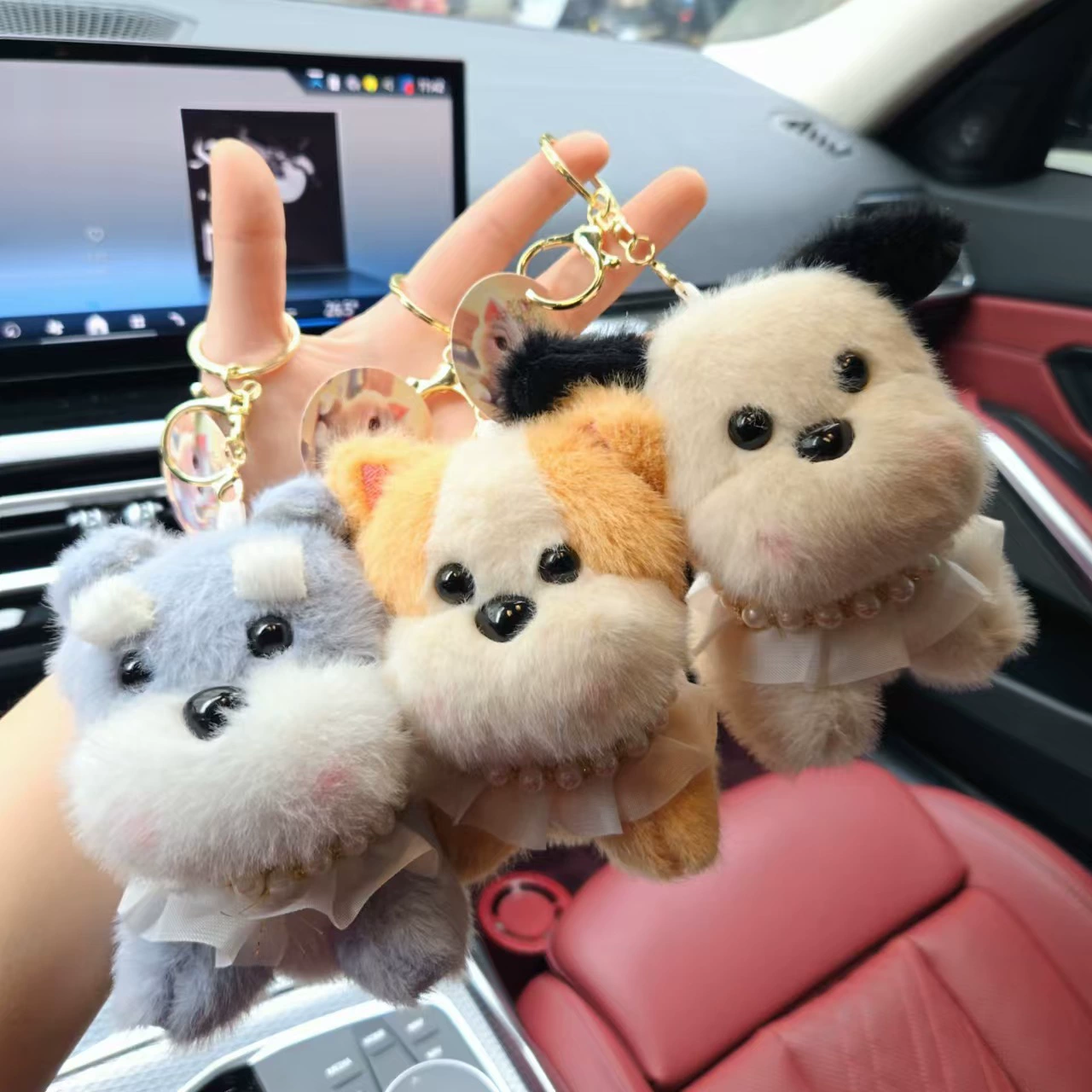 Мультяшный плюшевый румянец маленькая собачка кукла брелок женская милая западная высокая собака кукла цепочка ключей школьная сумка
