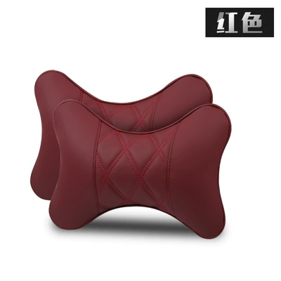 a pair of leather car Headrest - a-pair-of-diamond-shaped-headrests-burgundy-red