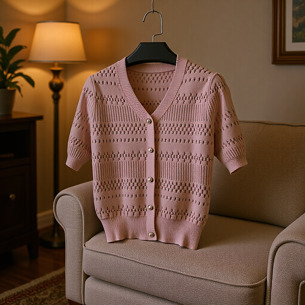 定制女装缕空中袖亮丝针织衫来样来图定制交期稳定毛衣