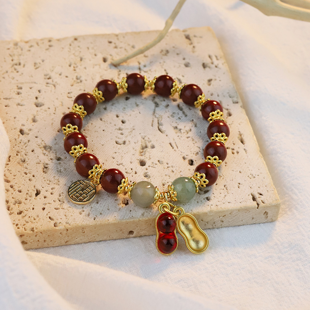 Fabricantes al por mayor retro nueva moda china ligera de lujo joyería de mano ágata roja buena cosa maní Fu marca pulsera exquisita mujer image 1