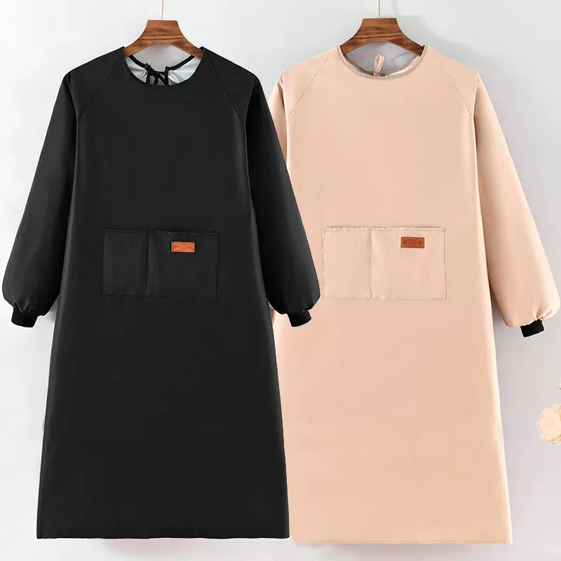 厨房家用围裙防水防油长袖罩衣女做饭时尚餐饮工作服定logo印字