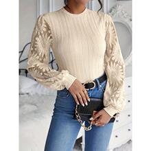 P 32785 Lace Spliced Round Neck Sweater ��˿ƴ����ͷ��