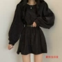 韩国圆领宽松休闲连衣裙