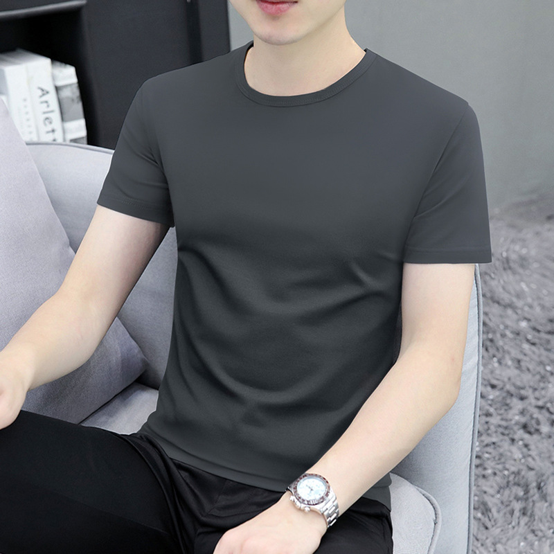 メンズ半袖Tシャツ2025新作夏白ラウンドネック無地シンプル万能Tシャツ半袖ボトムストップス|undefined