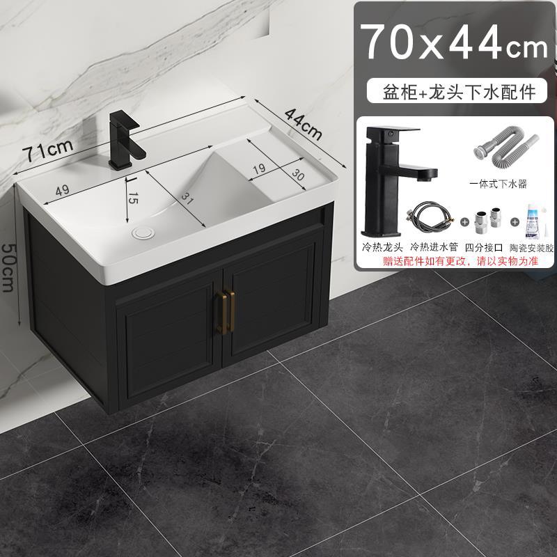 Profundo de gran tamaño de aluminio del espacio de baño combinación de gabinete de cerámica integrado lavabo de baño mesa de lavado