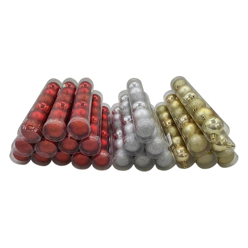 Bola de Navidad Halloween regalo de Navidad árbol de Navidad decoraciones colgante galvanoplastia bola traje de oro y plata rojo 4cm conjunto 6