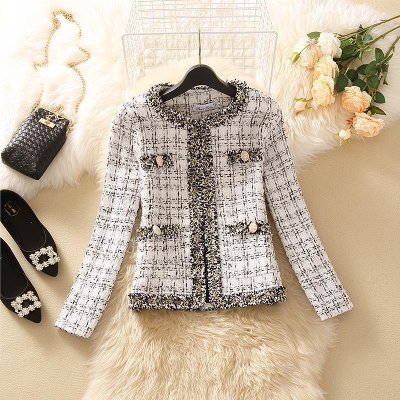 2026 Spring New Trendy Women's Short Versatile Elegant Tweed Cardigan Jacket