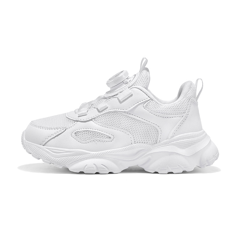 Calzado deportivo blanco para niños malla transpirable moda todo fósforo transpirable escuela para niños pequeños y medianos zapatos blancos zapatos deportivos para niños