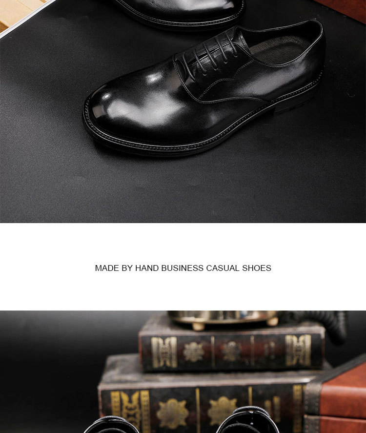 Plus-size leather shoes Business dress shoes men's British vintage washed horse shoes wedding shoes_vogvips.com