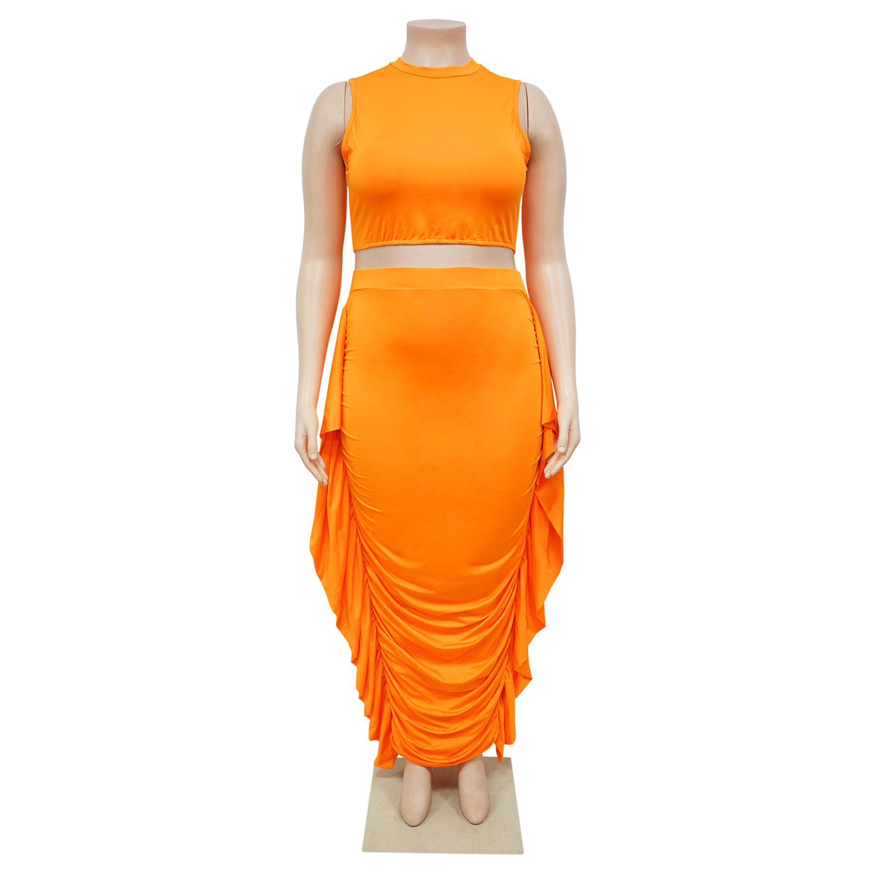 Completo due pezzi sexy con frange donna outfit senza maniche_voghion.com