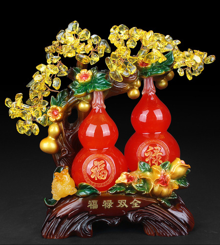 Factory direct sales Crystal Money Tree Double Gourd Lucky Ornaments Entrance Desktop Decoration Gift Ornaments One Piece Dropshipping