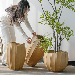 シンプルなマグネシウム泥植木鉢家庭用の軽い贅沢な高級感が床に落ちた大きな植木鉢客間ベランダ民宿植木鉢屋外庭園