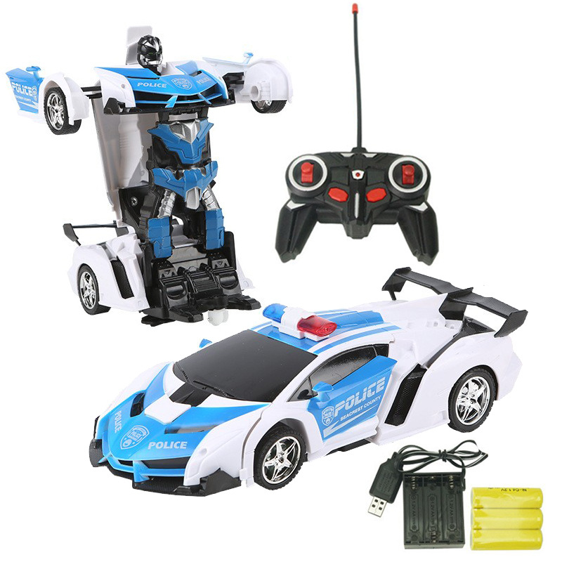 A postage on behalf of the remote control one-button deformation car robot poison simulation model car charging