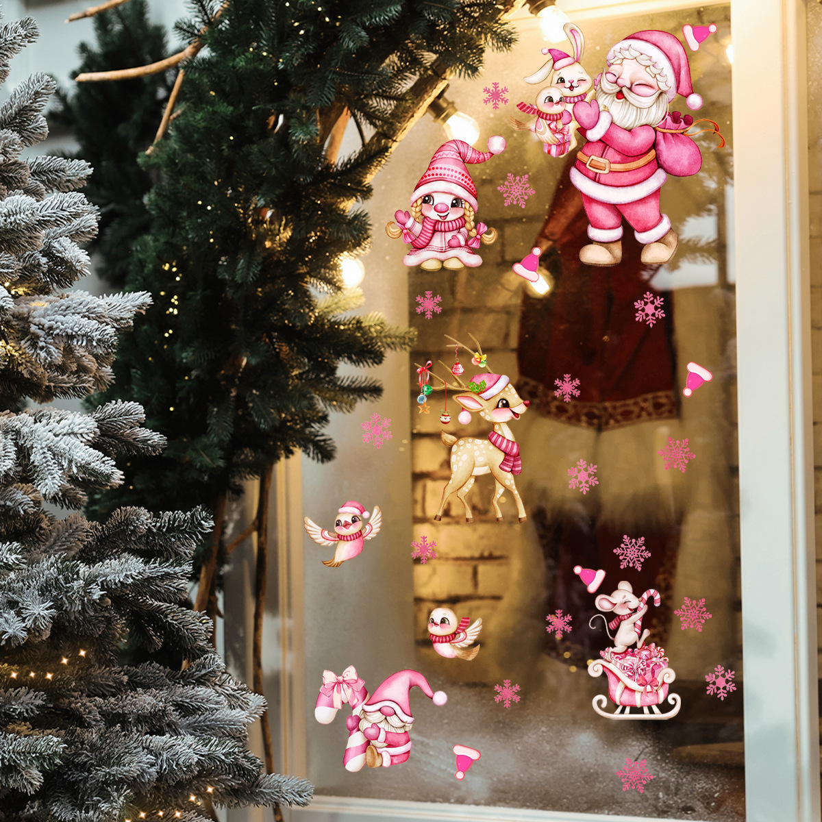 Kerst muursticker kerstman en rendier muurdecoratie woonkamer_voghion.com