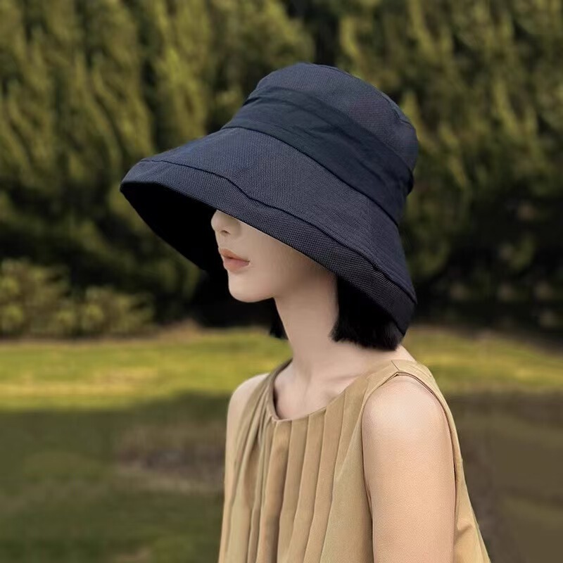 日本製の大きなつばのフィッシャーマンハット、女性用夏用薄い顔を覆う日焼け止め、顔を大きく見せる小さな盆地の帽子、女性用軽量|undefined