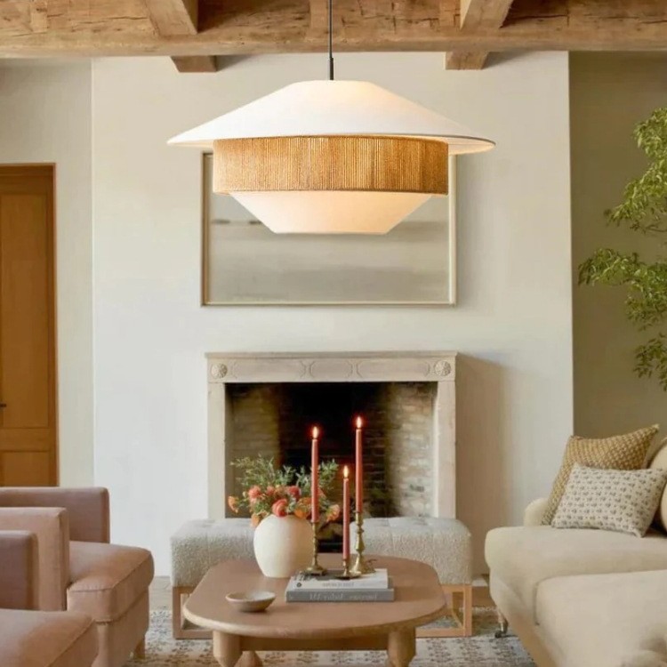 Lámpara del restaurante de estilo japonés de estilo chino nuevo hotel Zen retro sala de té tienda de olla caliente lámpara de tejido de cuerda de cáñamo