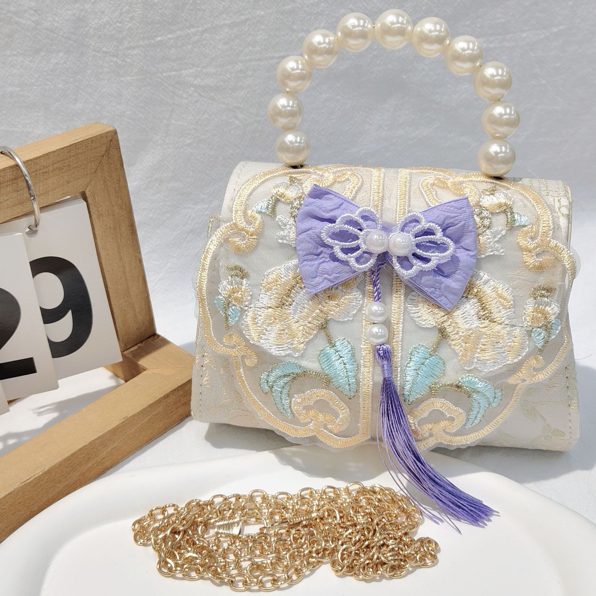 Bolso de arco para niños bolso de rosa de verano bolso de mochila para chicas bolso de princesa de perla pequeña bolsa de cambio de viento fragante