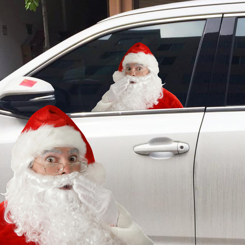 Comercio exterior nuevo Santa Claus pegatinas de coche decoración creativa tire de la ventana de la flor pegatinas individuales Pegatinas transparentes