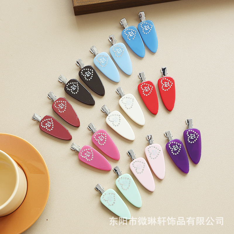 Acetate Water Drop Hair Clip with Rhinestones, Heart-Shaped Design, Sparkling Diamond Five-Pointed Star, Trendy Hairpin for Women, Fresh and Sweet, Versatile