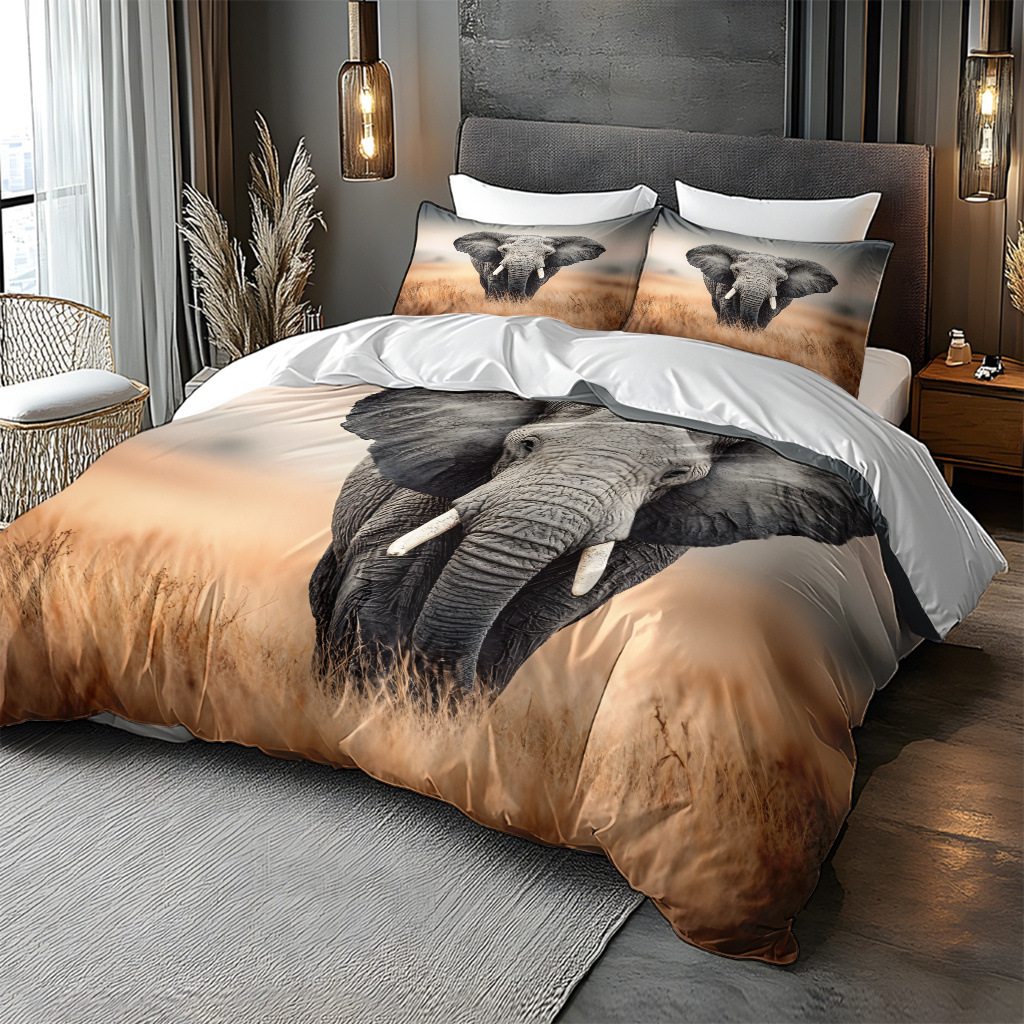 TEMU / JIT abrasión impresión digital rosa roja elefante mariposa suave quilt kit fabricante de origen transfronterizo