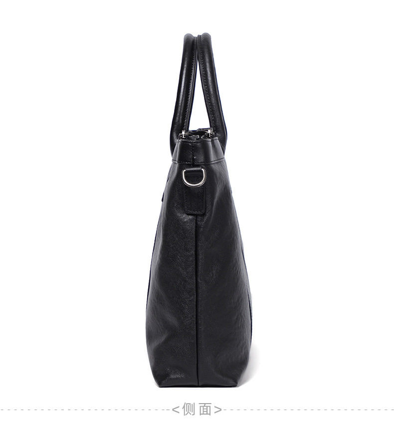 Cặp da nam công sở da bò lớp đầu nhiều ngăn 38×8×28 cm, đeo vai/chéo — Màu đen chi tiết 15