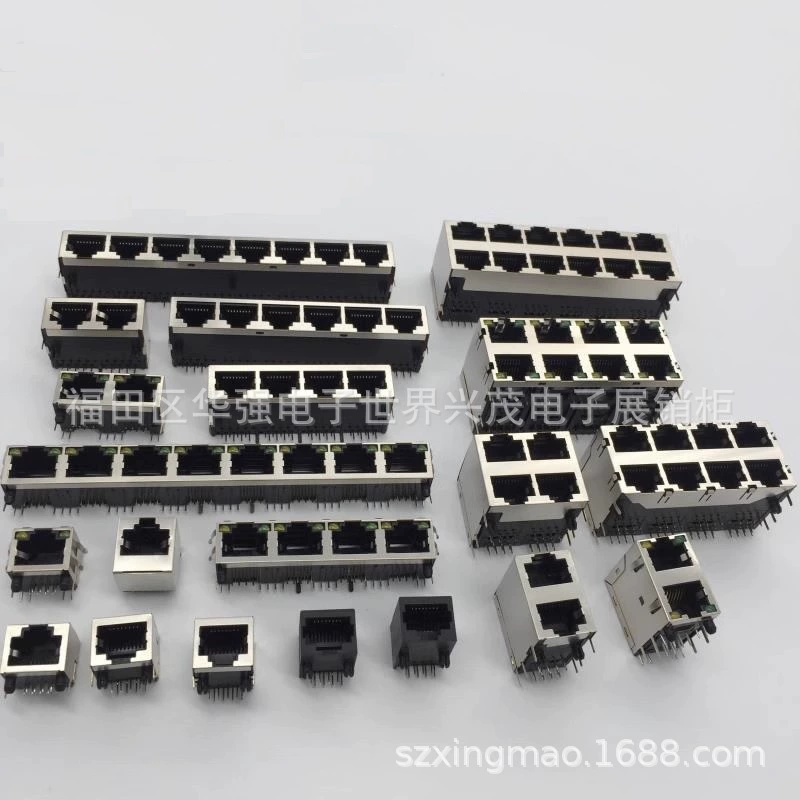 Сетевой интерфейс Ethernet Switch RJ45 с поворотом на 90 градусов, двойной слой экранирования без фильтра, 8P8C