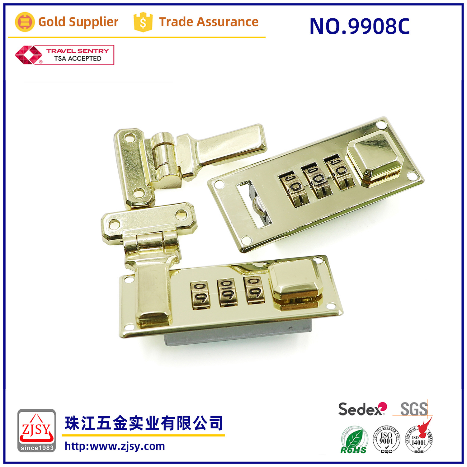 厂家直销箱包锁9908C高品质三位密码箱锁行李箱拉杆箱工具箱适用