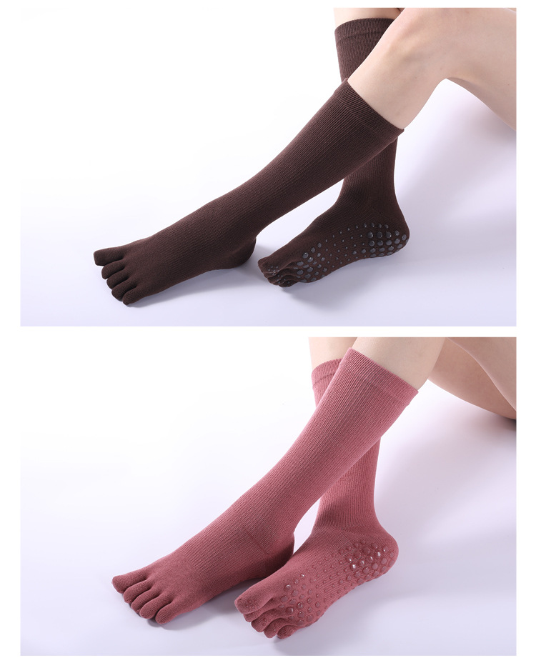 Autumn And Winter New Cross-border Long Tube Yoga Socks Five Finger Socks Professional Warm Calf Socks Sports Pilates Socks_voghion.com