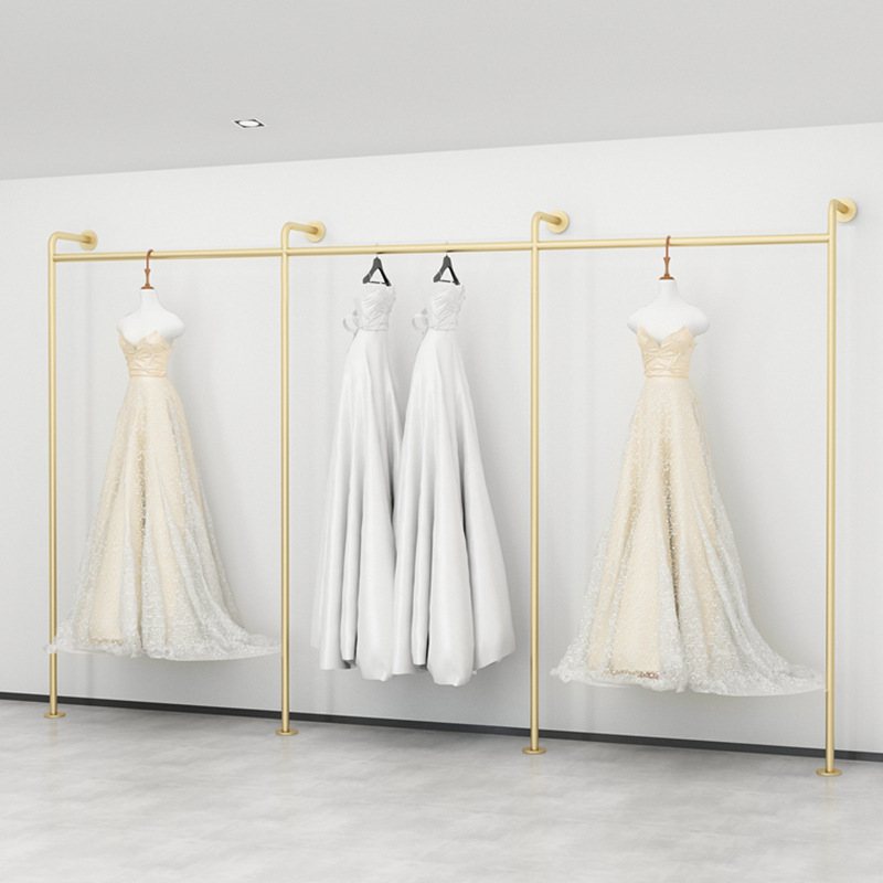 Photo Studio Dress Wall Shelf Women's Clothing Store Long Skirt Wall Hanging Clothes Rack Suit Display Rack Wall-Mounted Golden Wedding Dress Rack Photo Studio Dress Wall Shelf Women's Clothing Store Long Skirt Wall Hanging Clothes Rack Suit Display Rack Wall-Mounted Golden Wedding Dress Rack