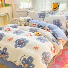 保暖加厚雪花绒牛奶绒被套单件冬季双面加绒单双人法兰绒被罩