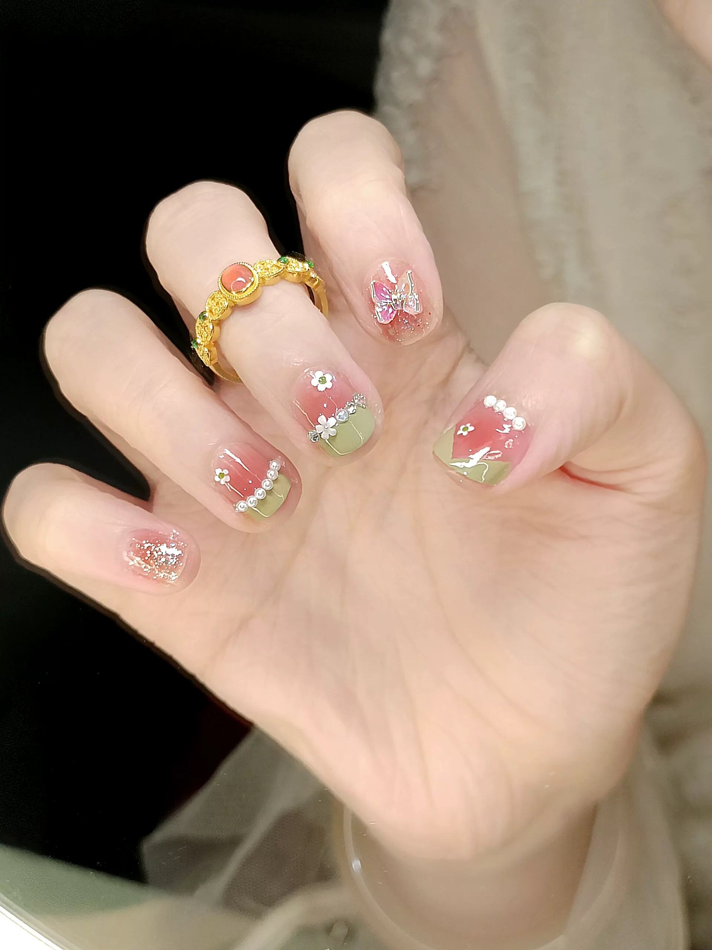 Bague de luxe en soie pour palais du Vietnam, fleur de vent, sable doré, phénix, hibiscus, petit palais, pinson, anneau léger, bijoux de bouche_voghion.com