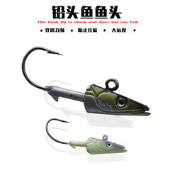 Simulation fish head 3D fish eyes fishing with sharp lead head soft bait fish head with barbs quickly penetrates