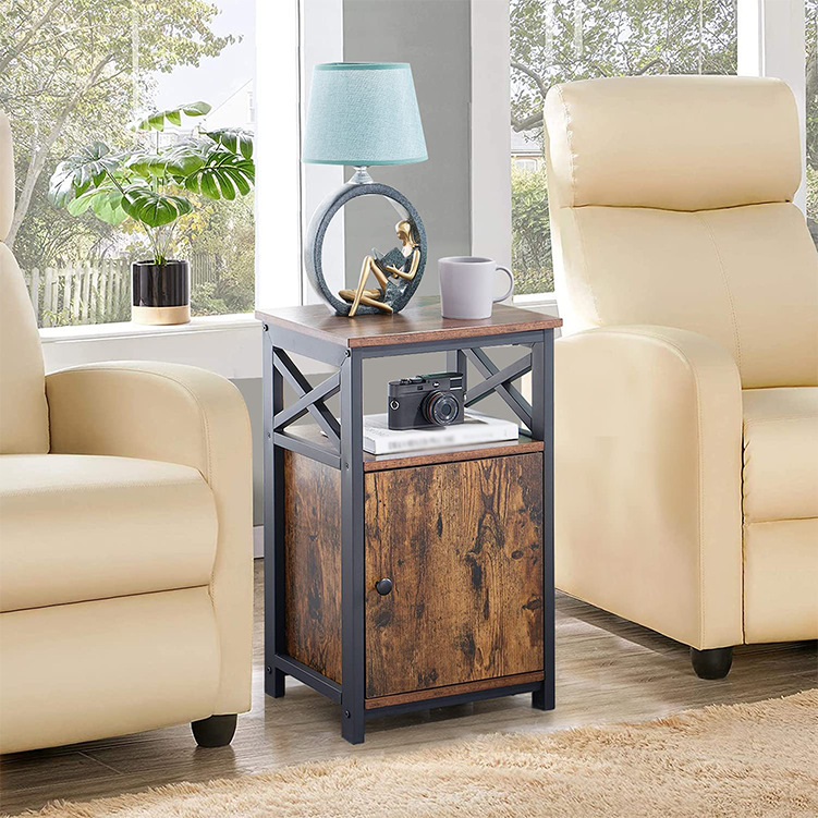 Rustic Industrial Style Bedroom Nightstand Living Room Sofa Side Table End Table Suitable for Hotel Home