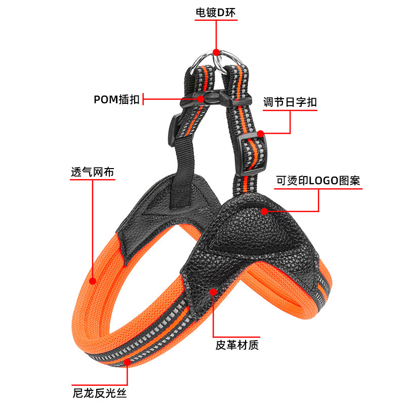 Kellypet suministros para Mascotas Fábrica en stock arnés de perro reflectante correa de pecho para mascotas transpirable pu correa de pecho