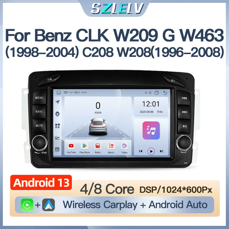 Подходит для Mercedes-Benz CLK W209 / W203 / W463 — центральная панель с большим экраном, автомобильная навигация все-в-одном, HD камера заднего вида