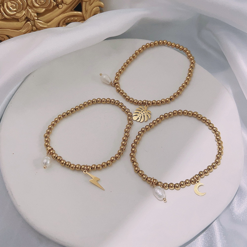 Simple Style Snake Dragonfly Butterfly Stainless Steel Beaded Plating Hollow Out Bracelets 1 Piece