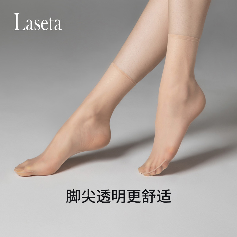 Landa 1D Toe Transparent Flesh-Colored Seamless Stockings for Women, Ultra-Thin Invisible Socks, Crystal Short Socks Wholesale, Soft Light Legs