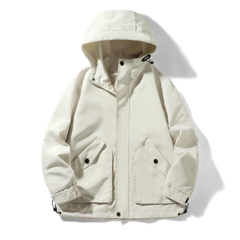 Nueva moda 2023 otoño Street Tide hombre abrigo de aire de color sólido casual chaqueta suelta juvenil chaqueta de cuello encapuchado popular
