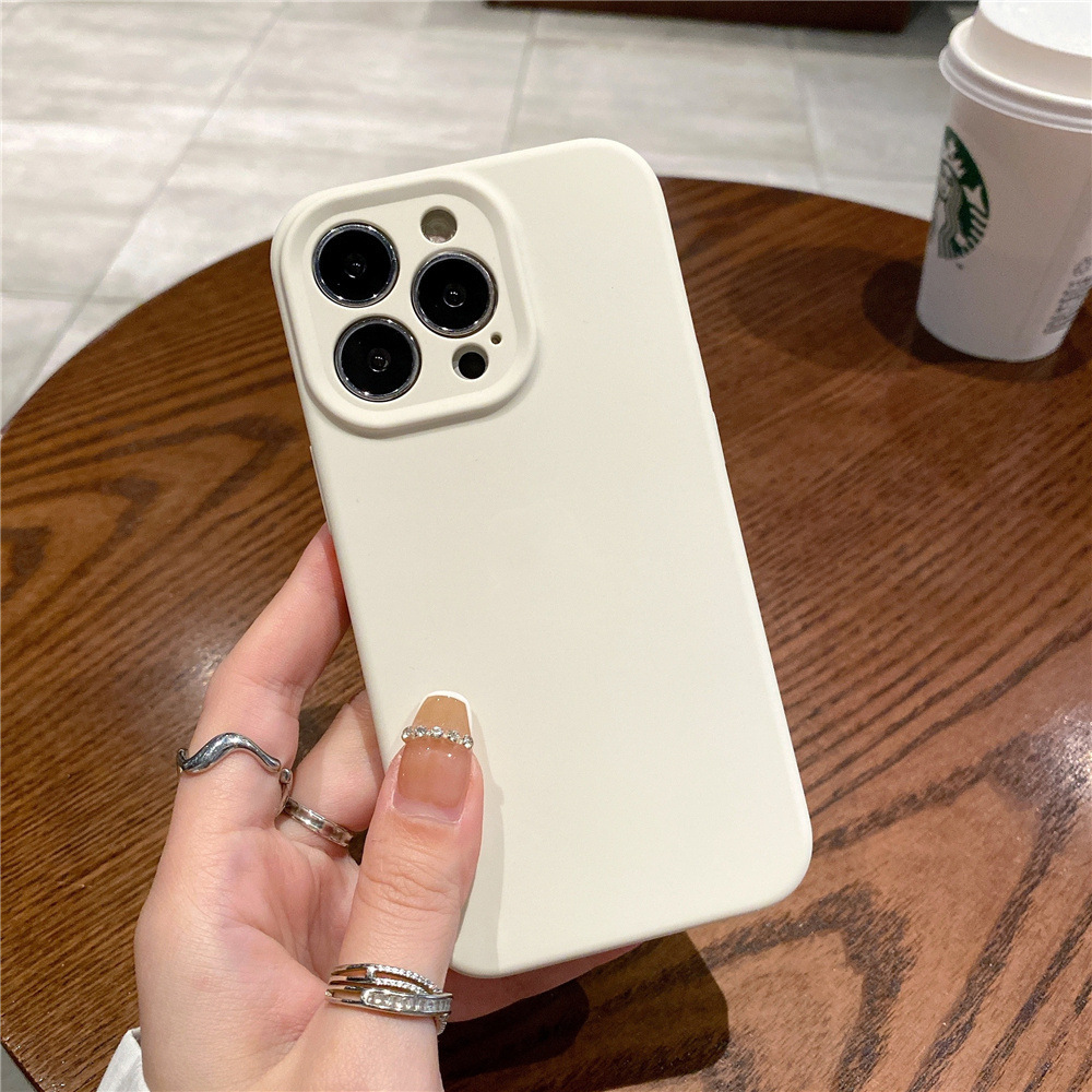 Ốp lưng iPhone 13/14 Pro Max silicon lỏng chống rơi 12 chiều đơn giản — Silicone màu trắng cổ, Graphite màu xám Silicone màu trơn, Khói xanh xám silicon màu trơn, Màu trắng hồng Silicone màu trơn