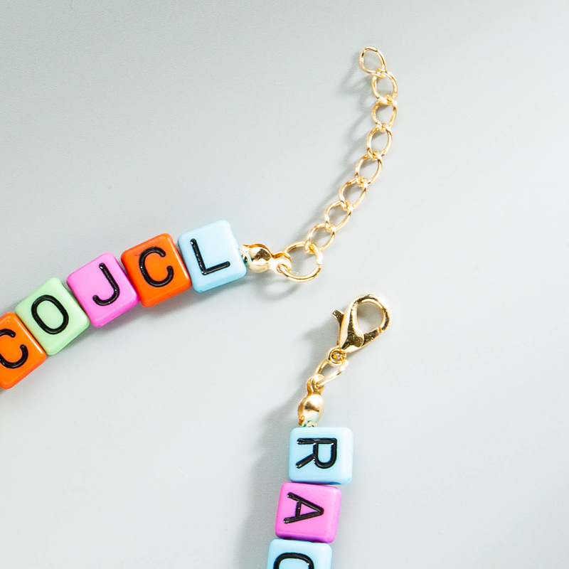 Collar Corto De Color Con Cuentas Hechas A Mano Con Letras Cuadradas Bohemias display picture 5